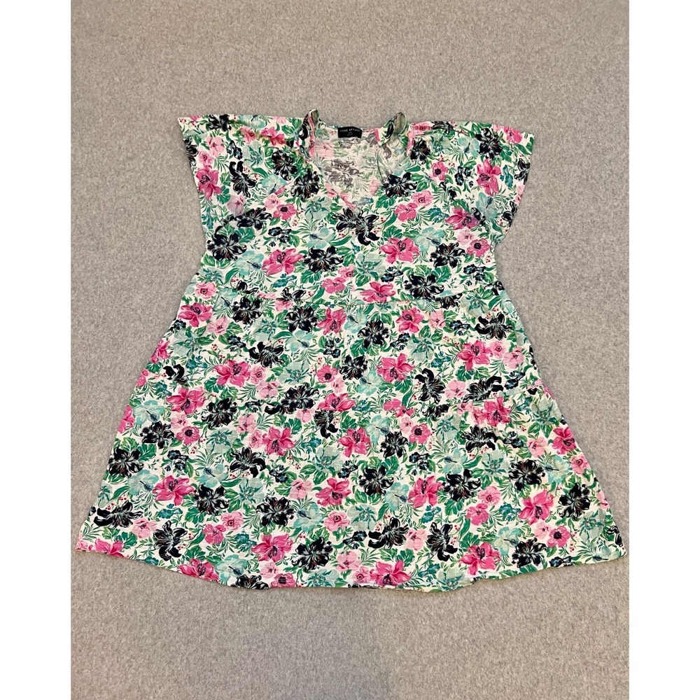 Lane Bryant Dress Women's 14/16 Floral Babydoll Tiered V-Neck Casual‎ Cocktail